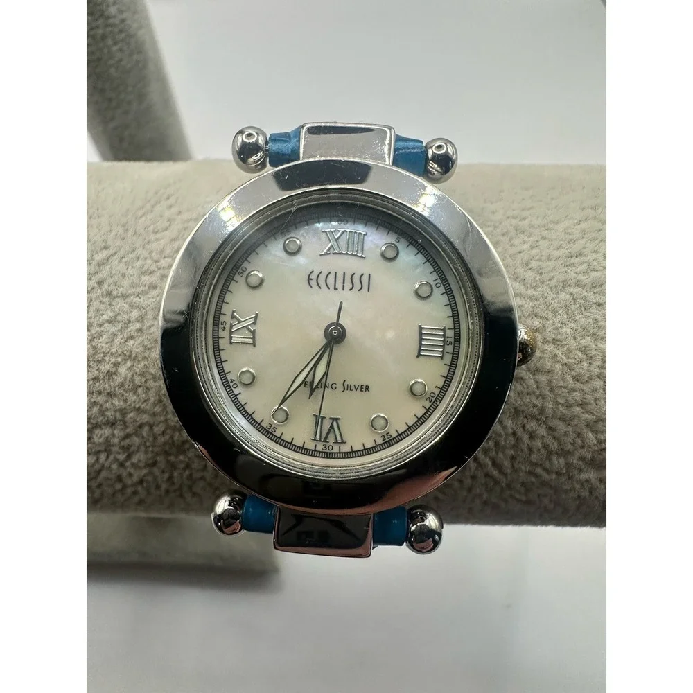 Ecclissi 22340 Sterling Silver Womens Watch New Battery 32MM 7.5